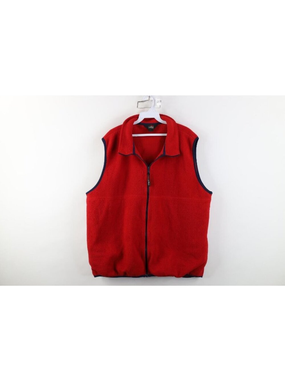 Vintage 90s LL Bean Mens Size XL Faded Blank Fleece Full Zip Vest Jacket Red